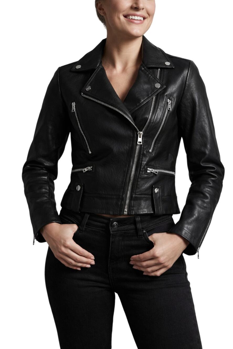 Topshop Fred Faux Leather Biker Jacket Black Moto NWOT Women Size 6